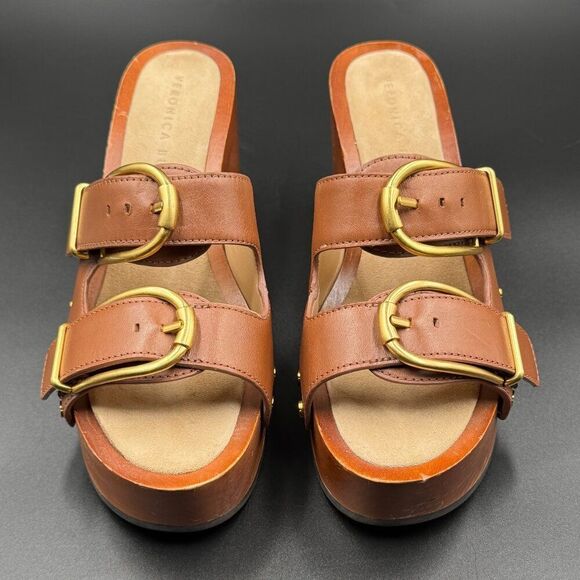 Veronica Beard Halifax Leather Studded Buckle Clogs - Picture 6 of 11